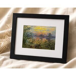 Marine View with a Sunset by Monet | Impressionist Seine River Framed Print